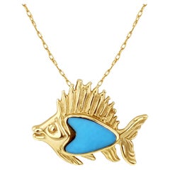 Arrowhead Aquamarine Fish Necklace