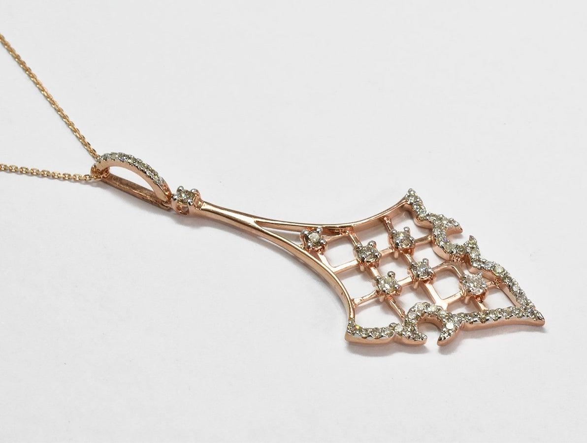 Modern Arrowhead Gold Diamond Necklace 18 Karat Brilliant 0.95Ctw Round Diamond For Sale