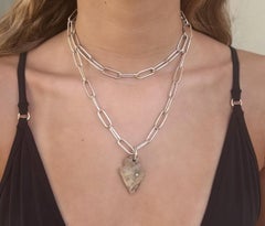 Arrowhead Necklace with Diamond and Platinum on Epic Long Silver Paperclip Chain