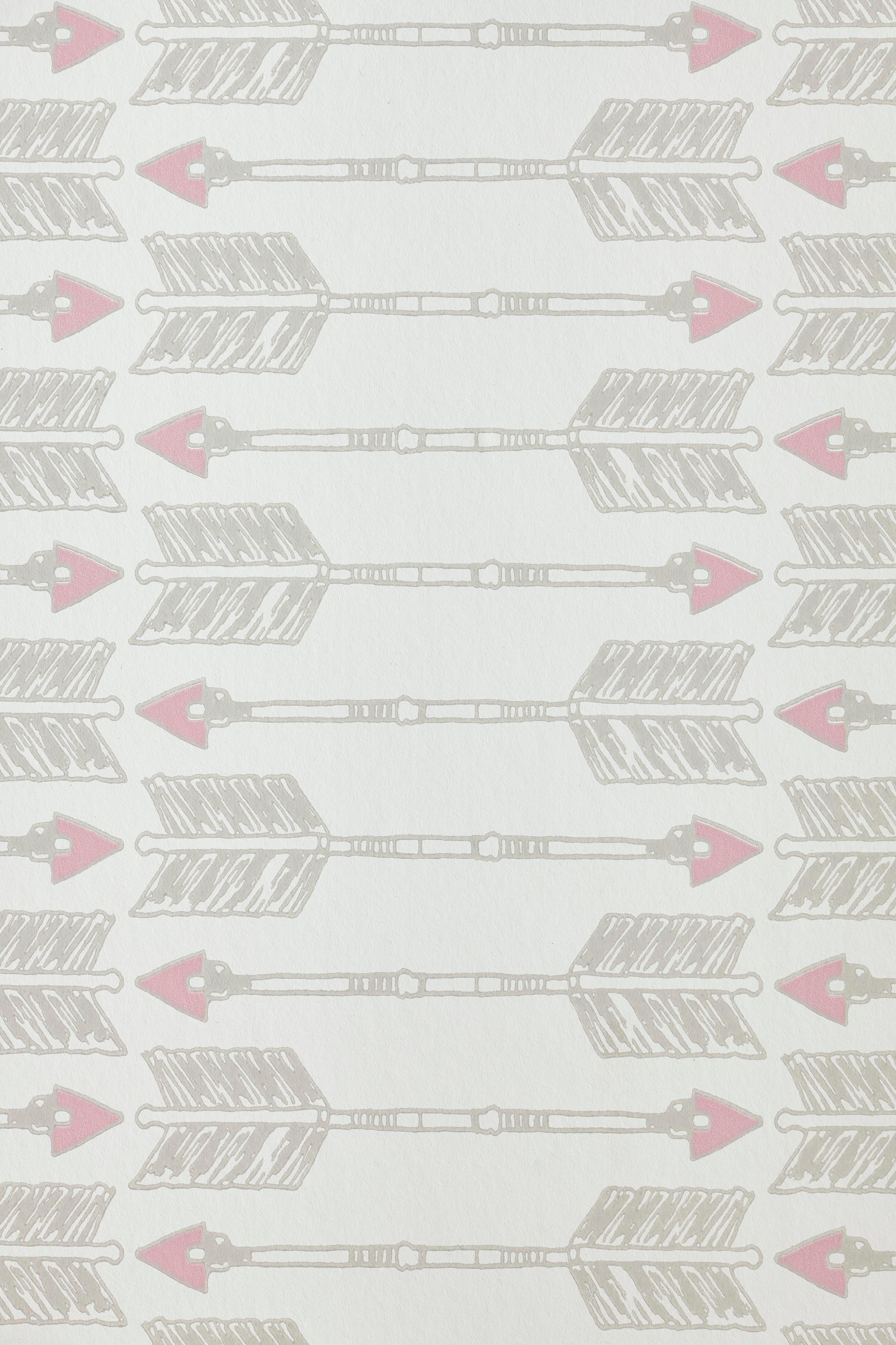 Paper 'Arrows' Contemporary, Traditional Wallpaper in Blush For Sale