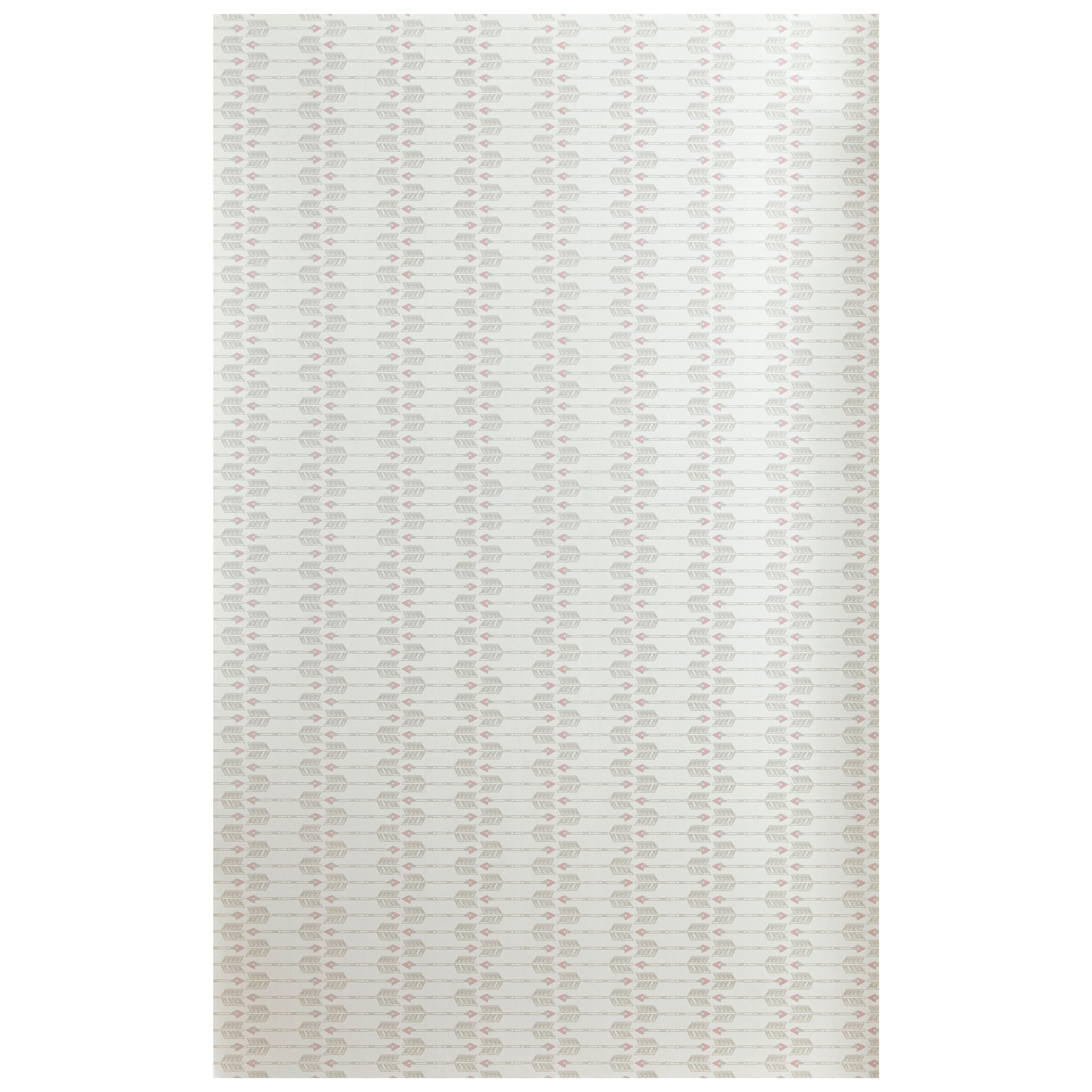 'Arrows' Contemporary, Traditional Wallpaper in Blush For Sale