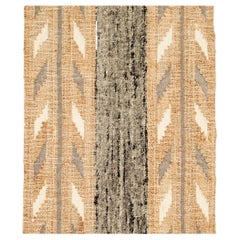 Alfombra india Arrows tejida a mano en tonos naturales de pura lana, yute y algodón