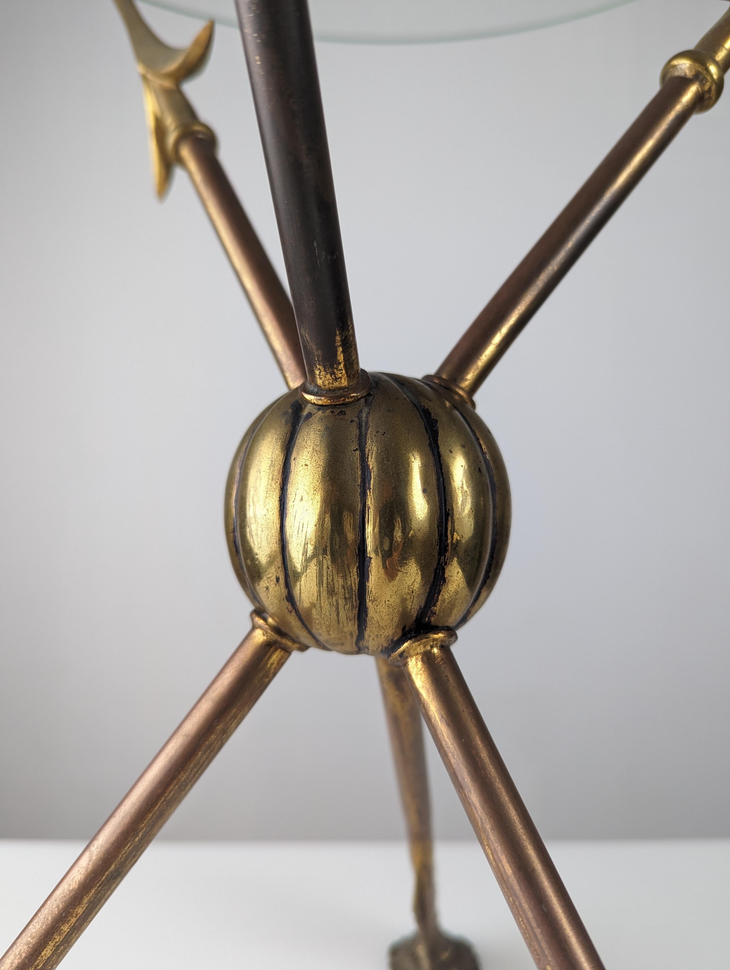Neoclassical Arrows tripod side table Italy 1960s