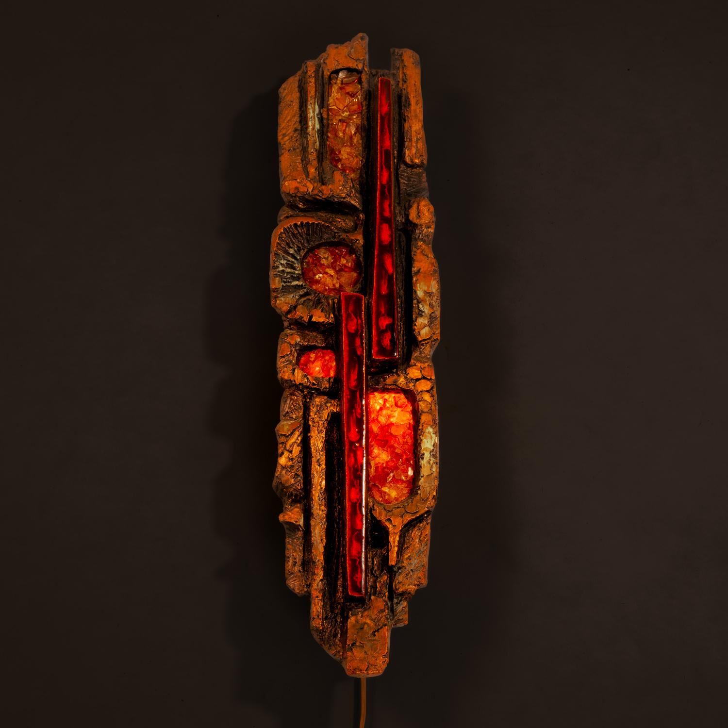 Brutalisme Ars Munda Rectangular Wall Light, applique murale brutaliste, Allemagne, années 1970 en vente
