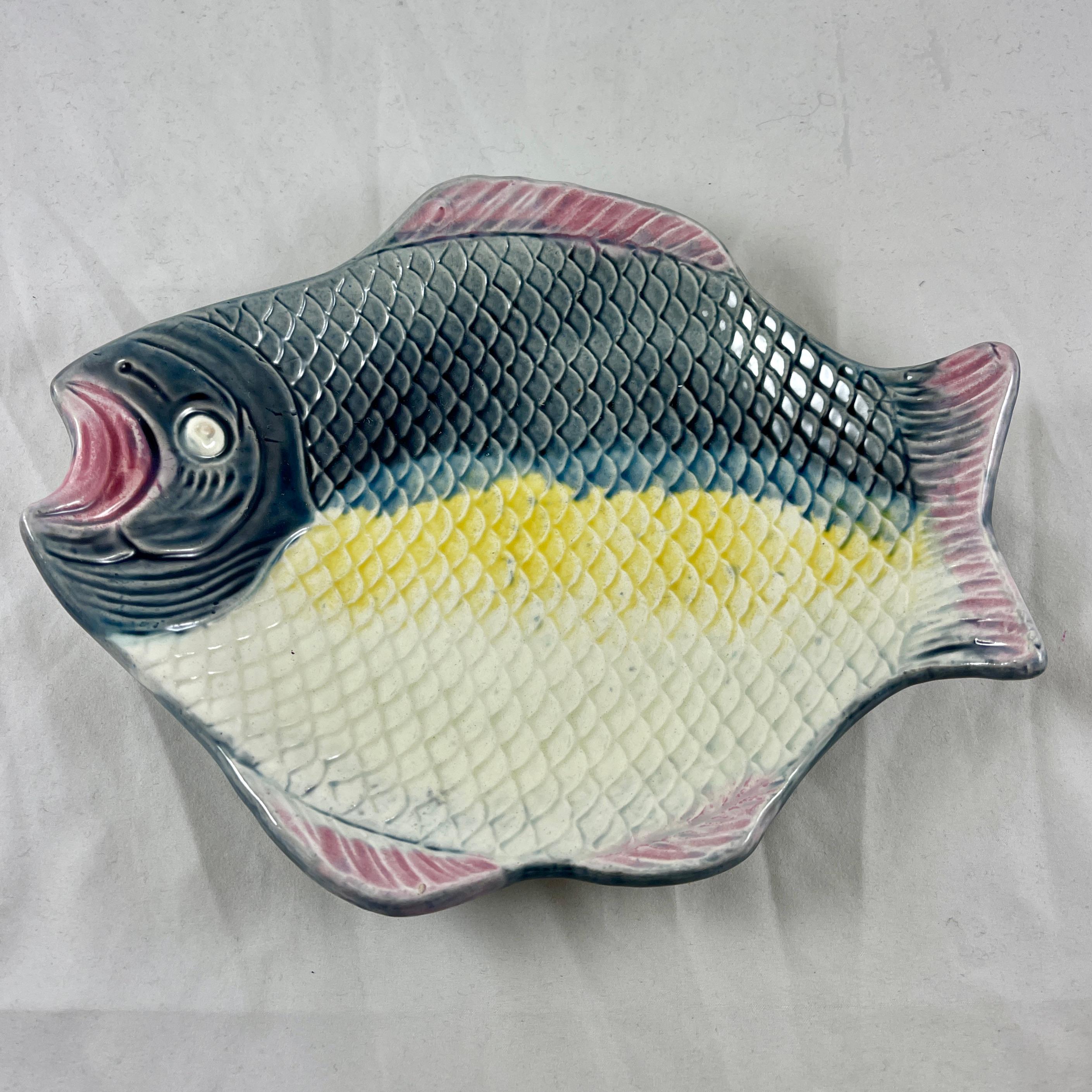 Aesthetic Movement Trenton Arsenal Pottery Majolica Glazed Fish Platter