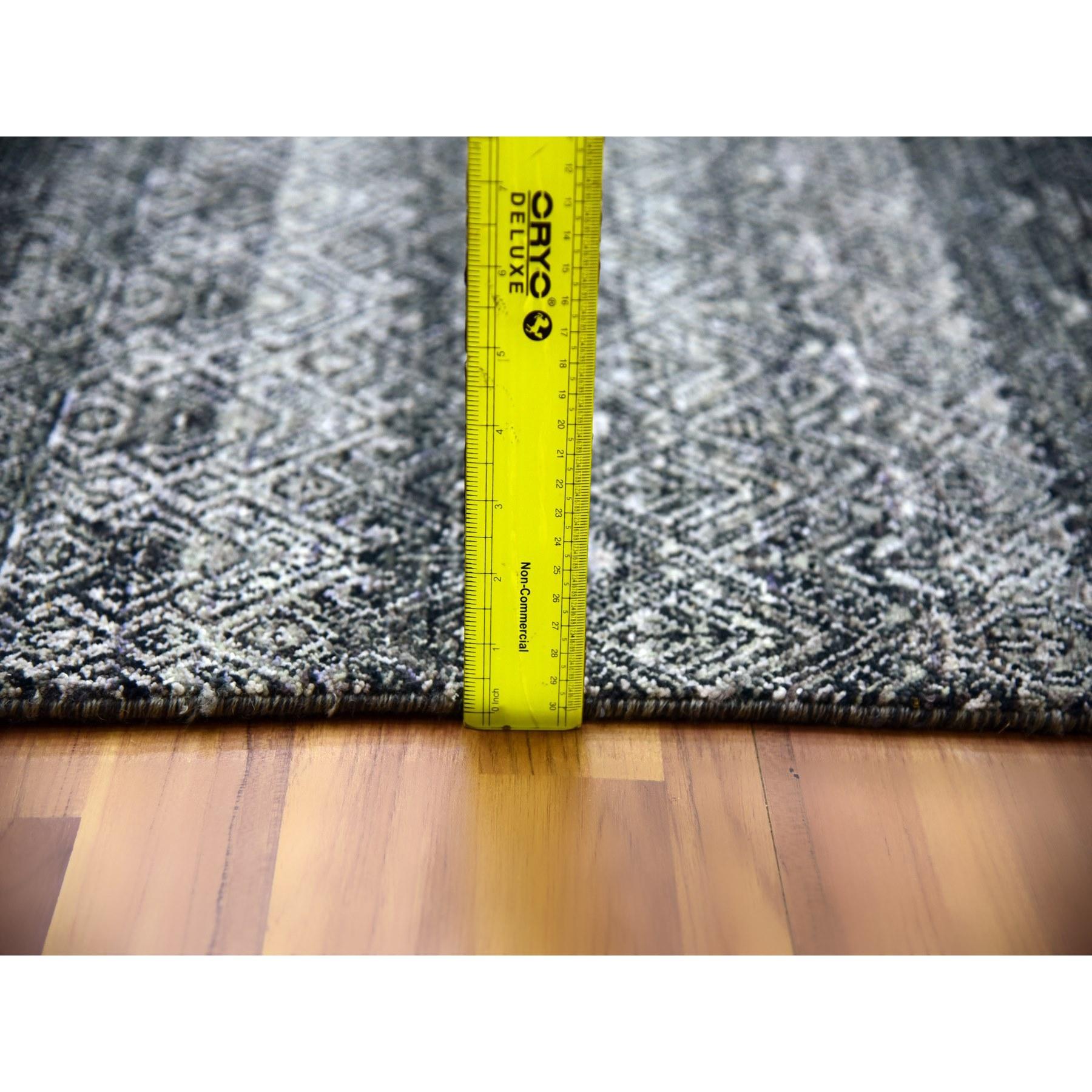 Tappeto grigio arsenico annodato a mano con design Herat, 100% lana, 10'0