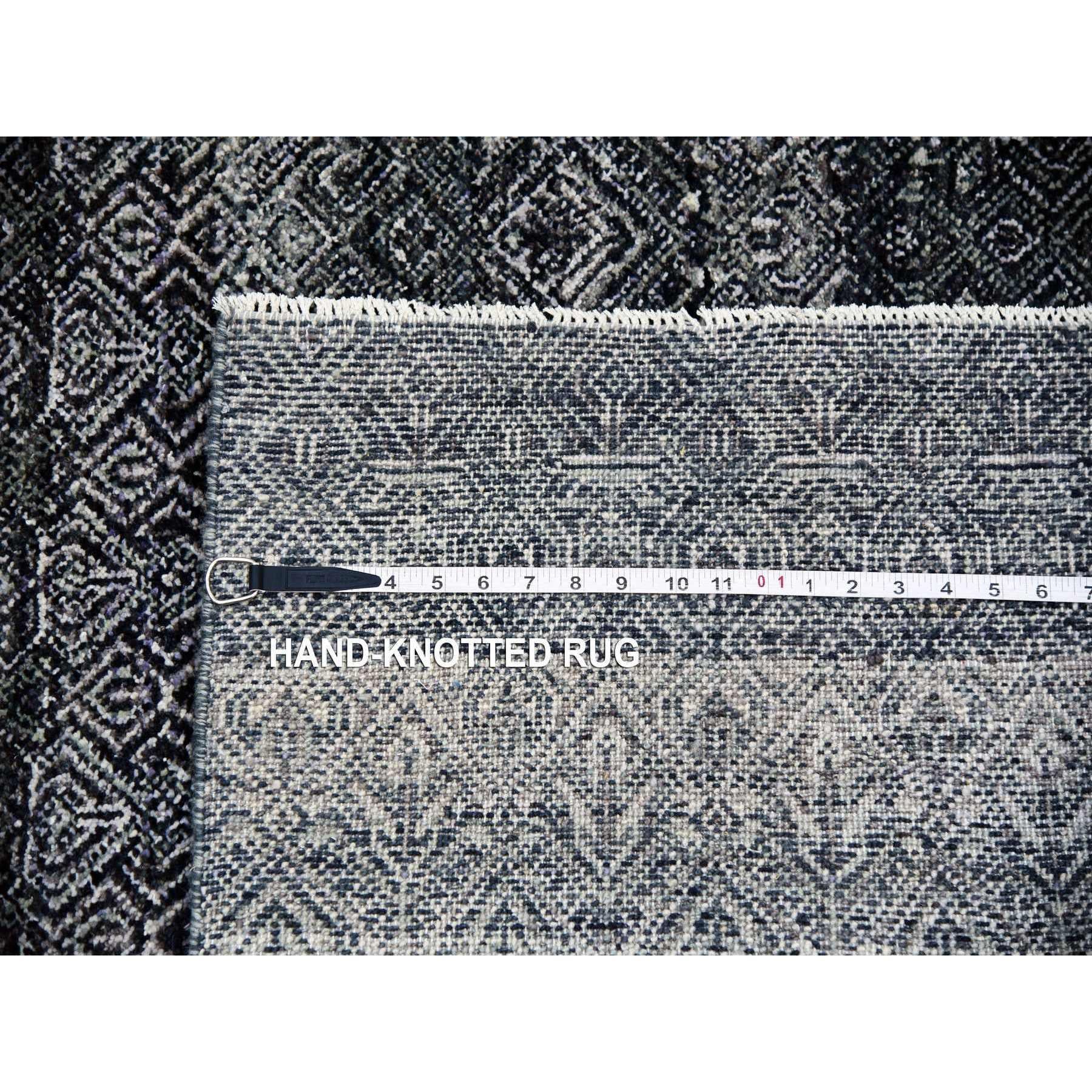 Tappeto grigio arsenico annodato a mano con design Herat, 100% lana, 10'0