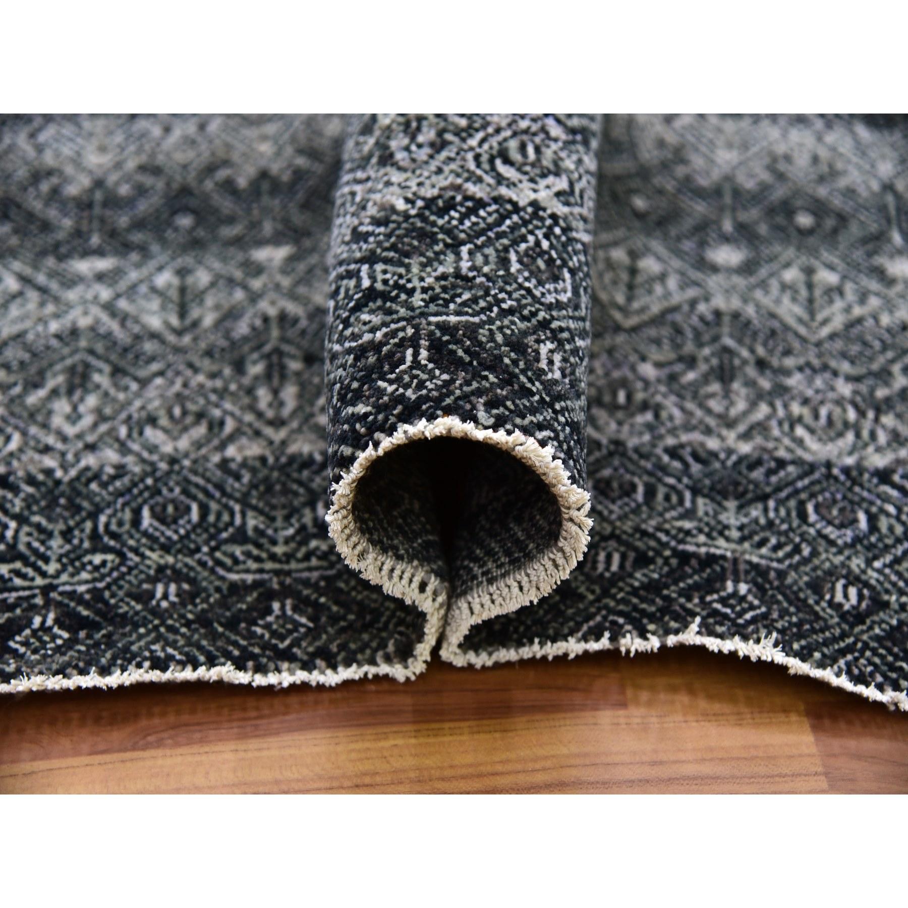 Tappeto grigio arsenico annodato a mano con design Herat, 100% lana, 10'0