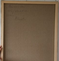 Abstraktes:: figuratives Gemälde "Girlfriends" aus Leinwand:: Öl:: Rot:: Lila:: Orange