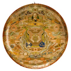 Plato de cristal de forma redonda Art and Craft, con etiquetas de puros cubanos, Inglaterra 1890.