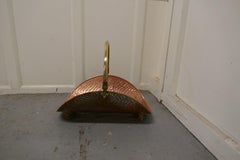 Early 20th Century Beaten Copper Log Carrier with Brass Feet