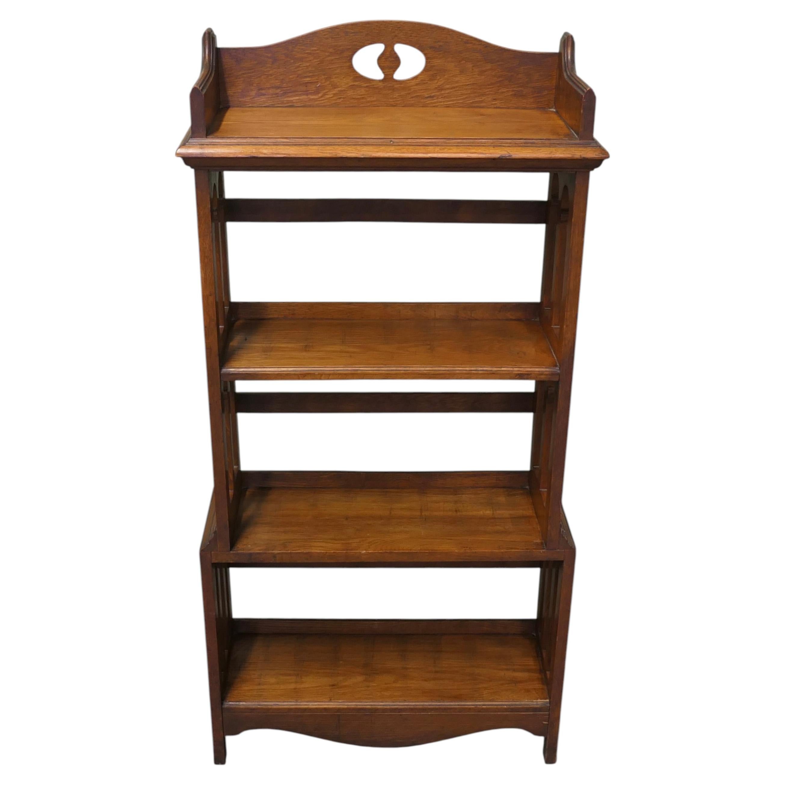 Art and Crafts Open Front Golden Oak Bookcase