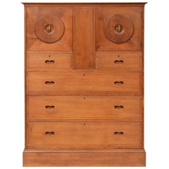 Arts & Crafts Style Heals Chestnut Owl Cabinet/Tallboy