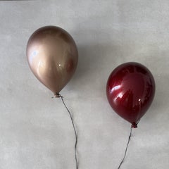 2 globos de arcilla brillante en Rojo Dorado y Beige - Para pared o techo -medio