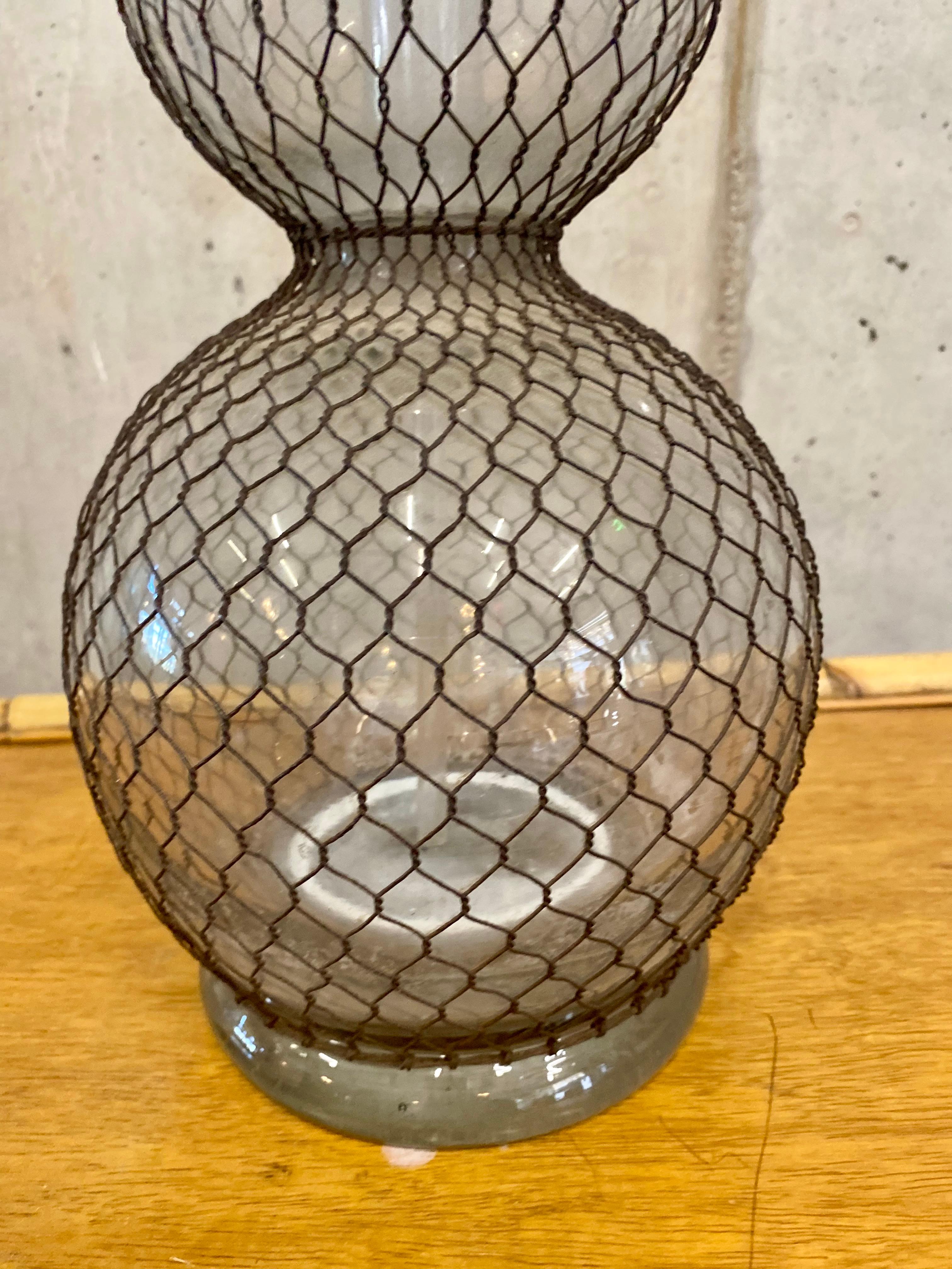 Late 19th Century Art Art Nouveau Seltzogene, Soda Syphon Bottle, white Glass with wire jacket