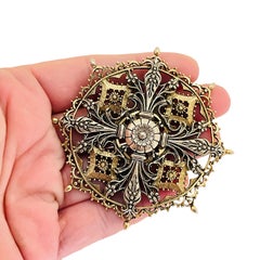 ART ARTHUR PEPPER signed vintage gold tone designer brooch