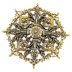 ART ARTHUR PEPPER signed Vintage gold tone designer brooch