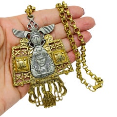 ART ARTHUR PEPPER vintage signed gold silver tone designer pendan chain necklace
