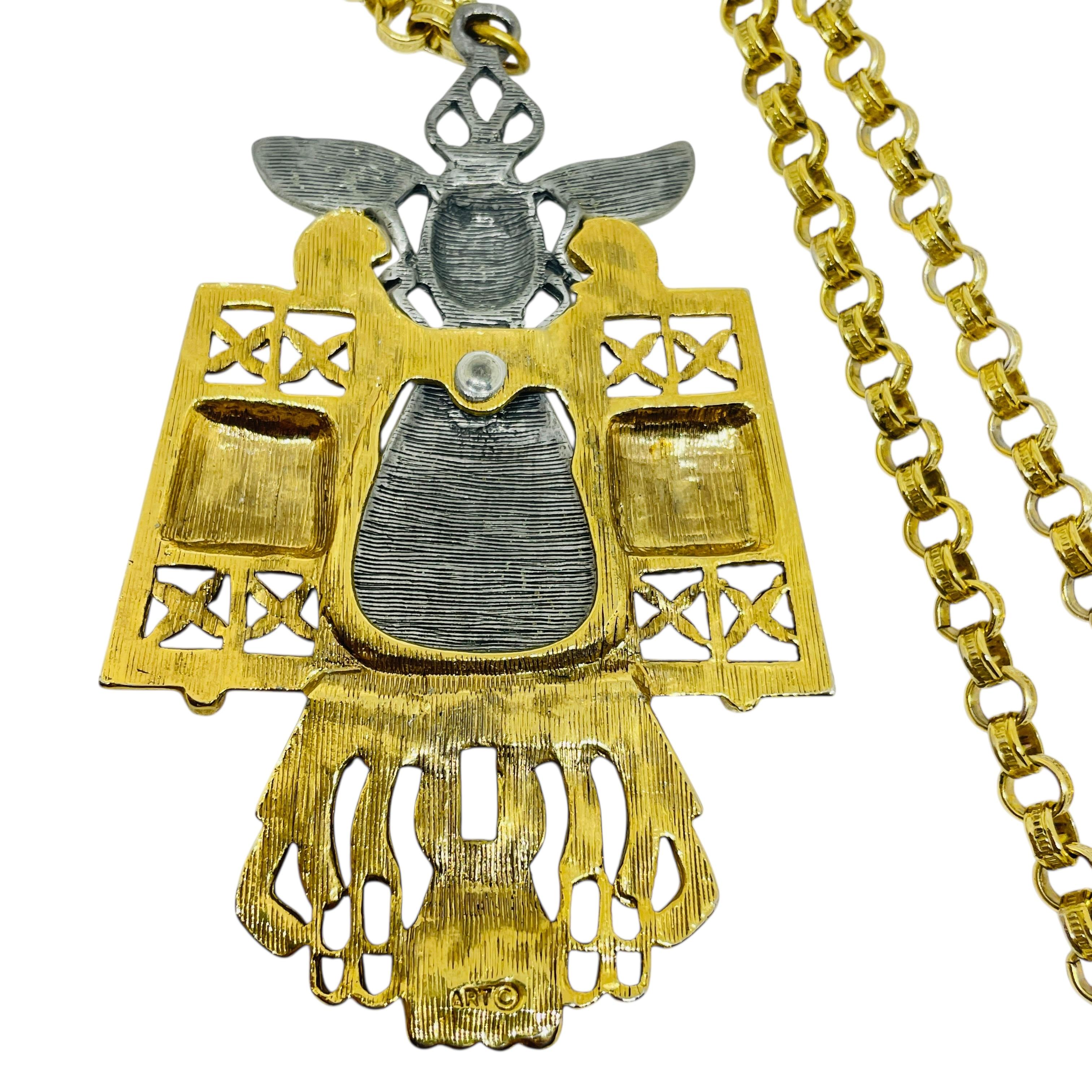 ART ARTHUR PEPPER collana vintage firmata in oro e argento con catena pendente di design In condizioni buone in vendita a Palos Hills, IL