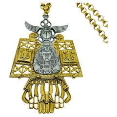 ART ARTHUR PEPPER vintage signed gold silver tone designer pendan chain necklace