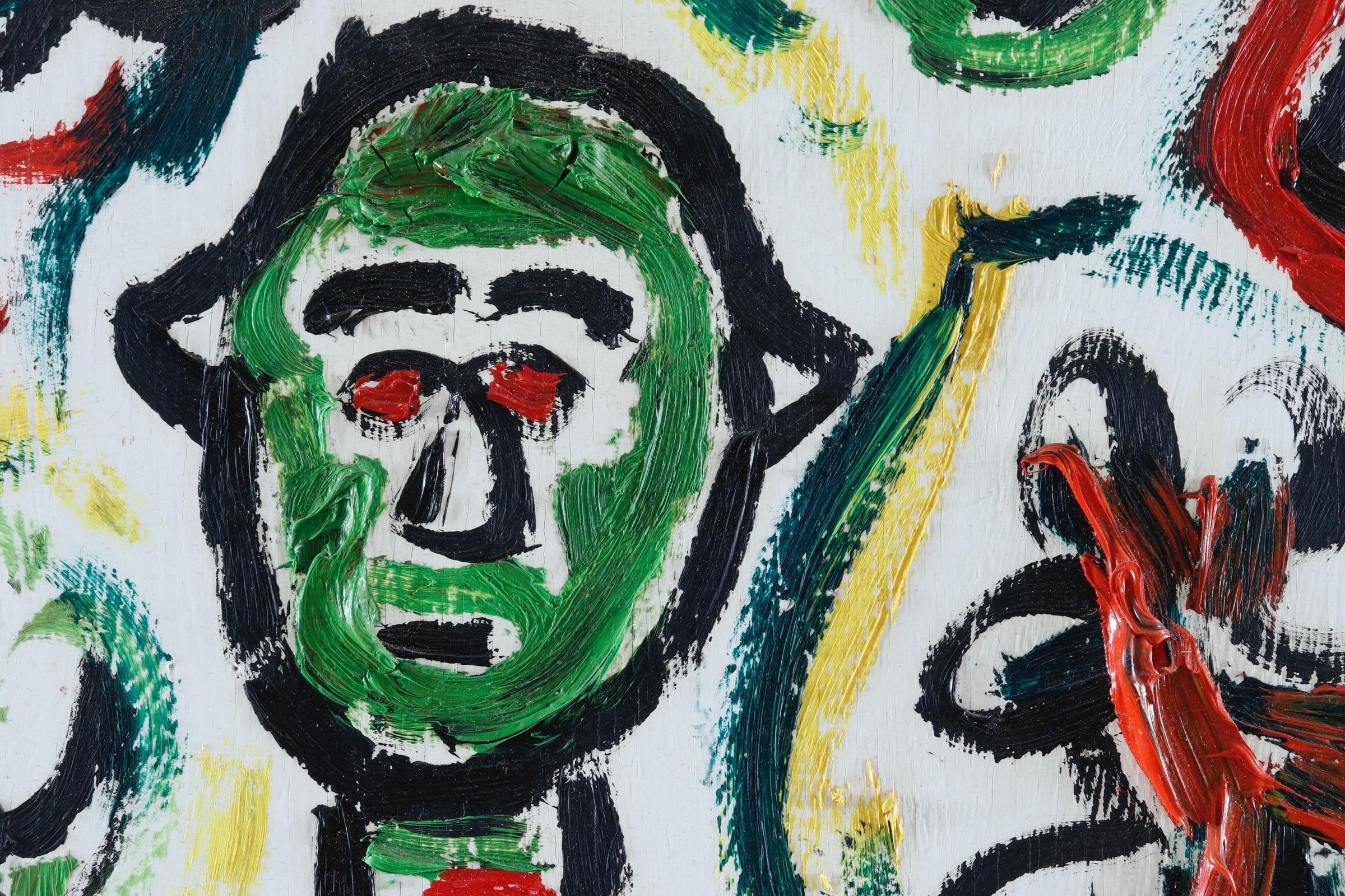 20th Century Art Brut Shepherd Acrylic on Artist Board For Sale