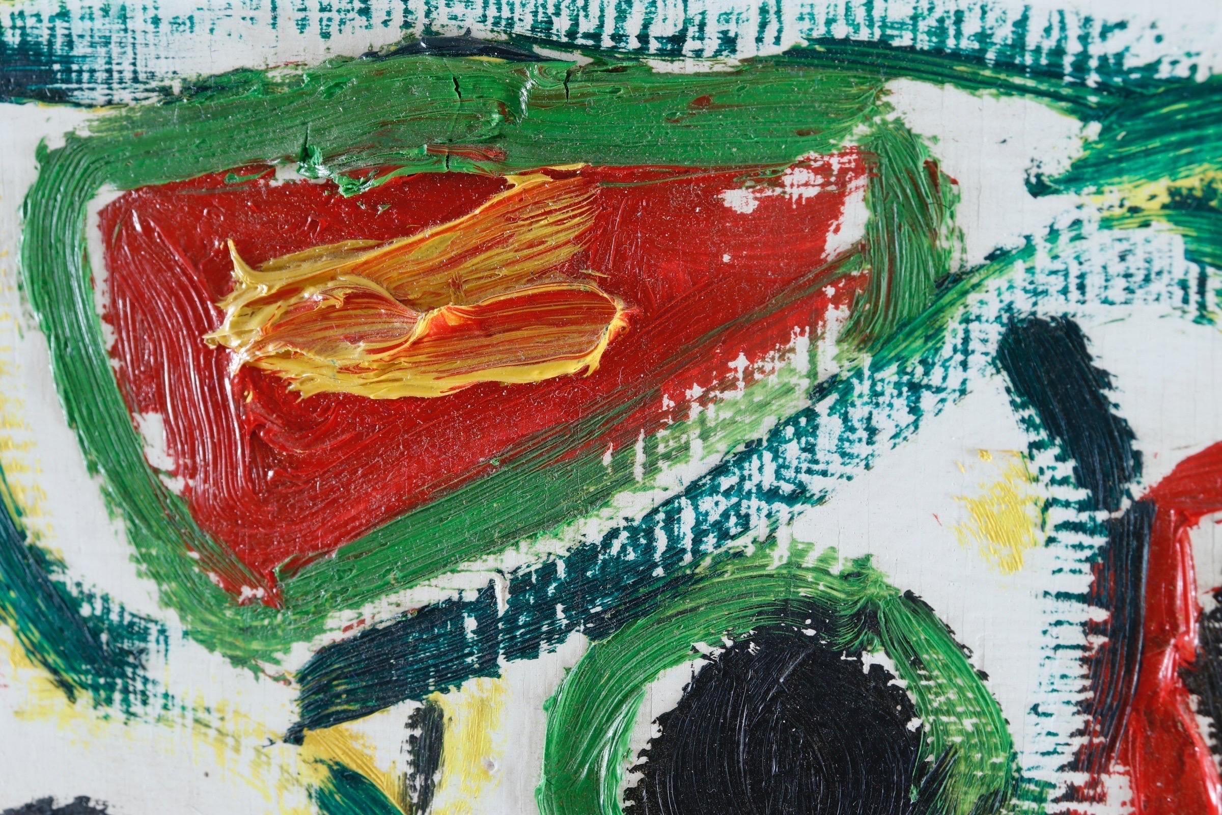 Art Brut Shepherd Acrylic on Artist Board For Sale 3