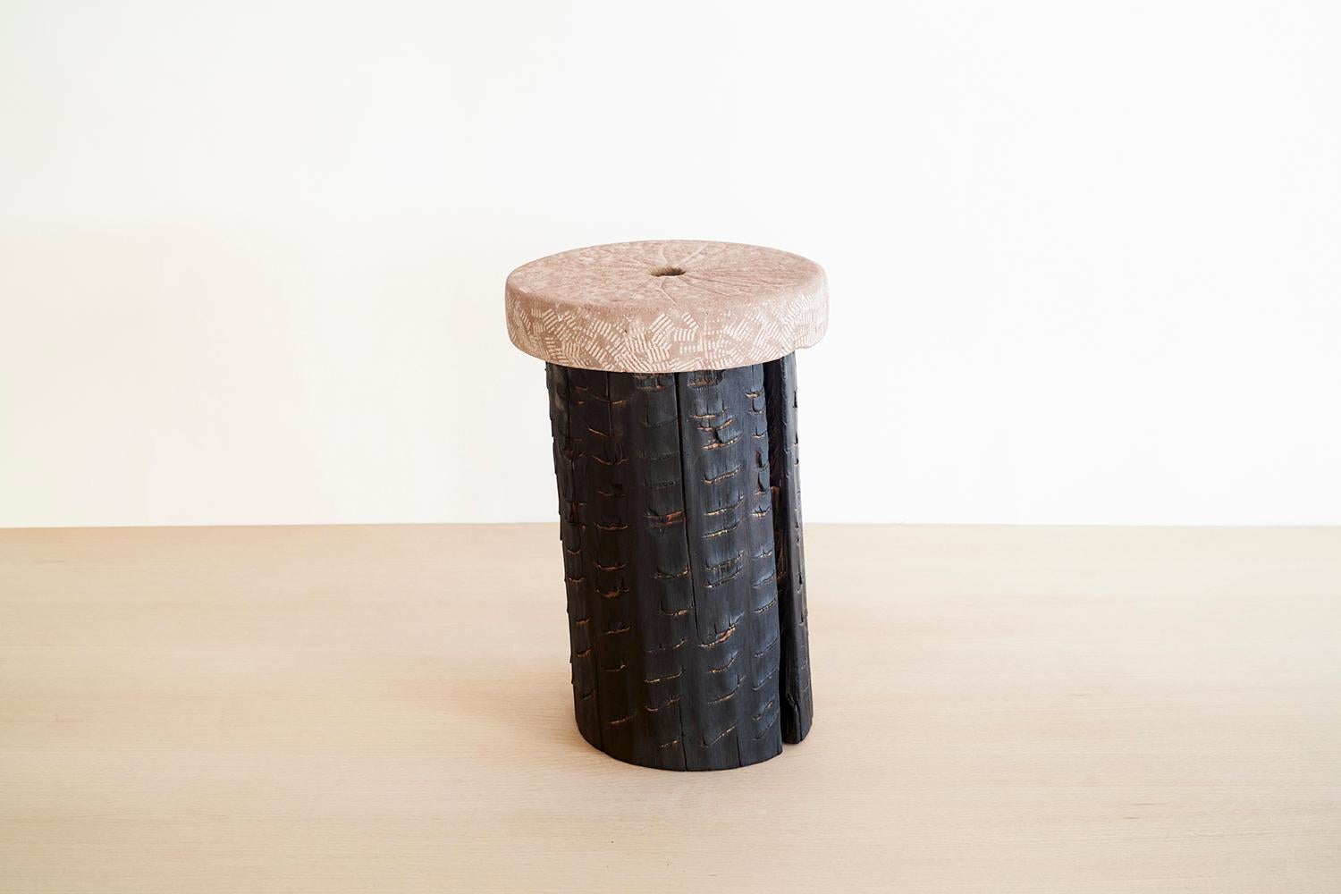Art Brut Side Table by Jean-Baptiste Van Den Heede
Unique piece
Dimensions:  D 44 x H 28 cm
Materials: Hand-carved stone and Fire-Treated Wood.

Functional sculpture, side table from the ART BRUT collection. 

Jean-Baptiste Van den Heede defines