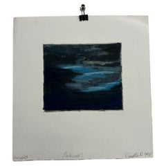 Art de Gina Kail juin 1998 - Paysage abstrait bleu scénique - Monoimpression 7