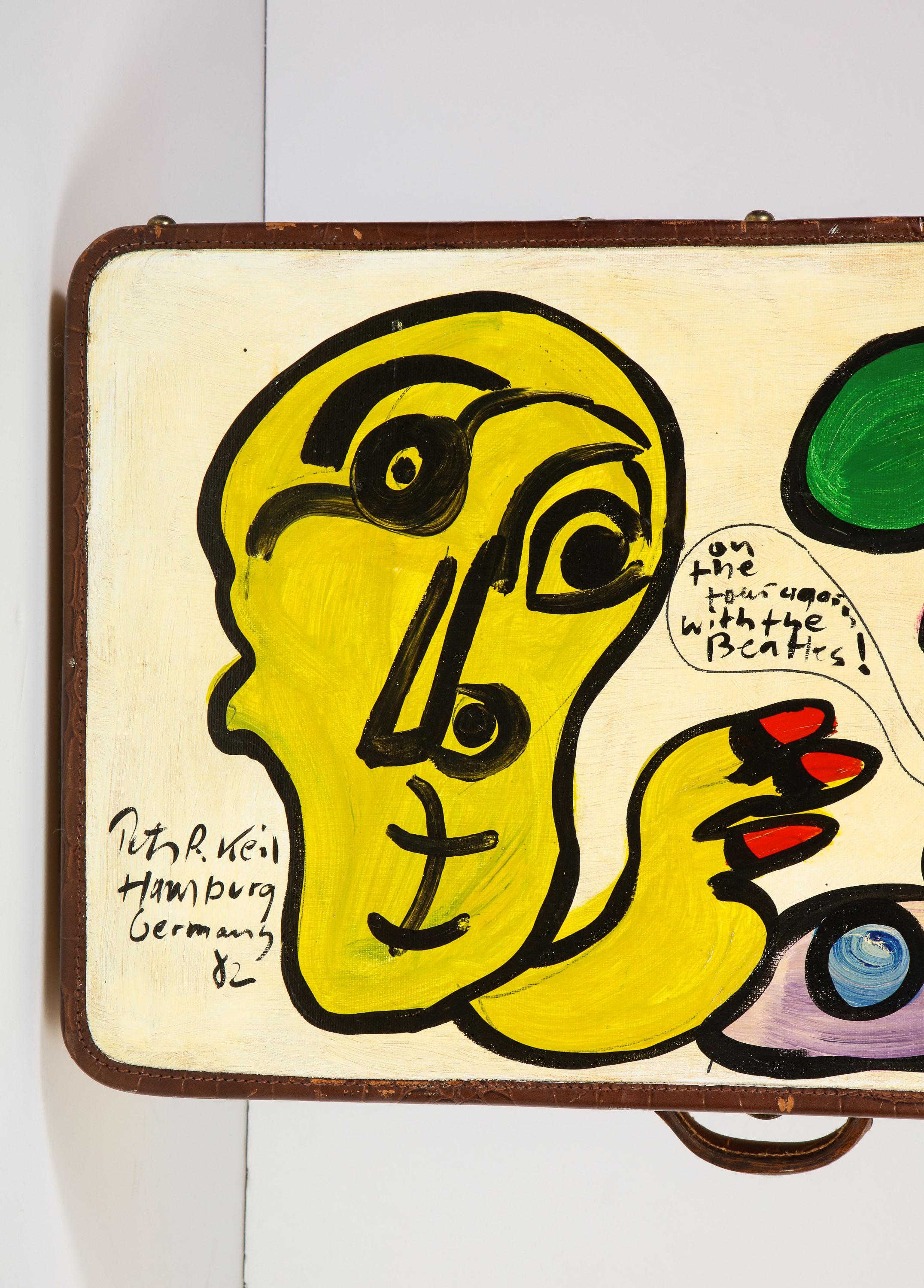 German Art by Peter Keil, Travel Trunk, Green, Purple and Yellow, Modern Art, Suit Case