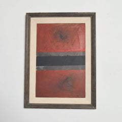 Peinture d'art moderne rouge des années 1960 par Vicente Rojo - Huile sur toile abstraite signée