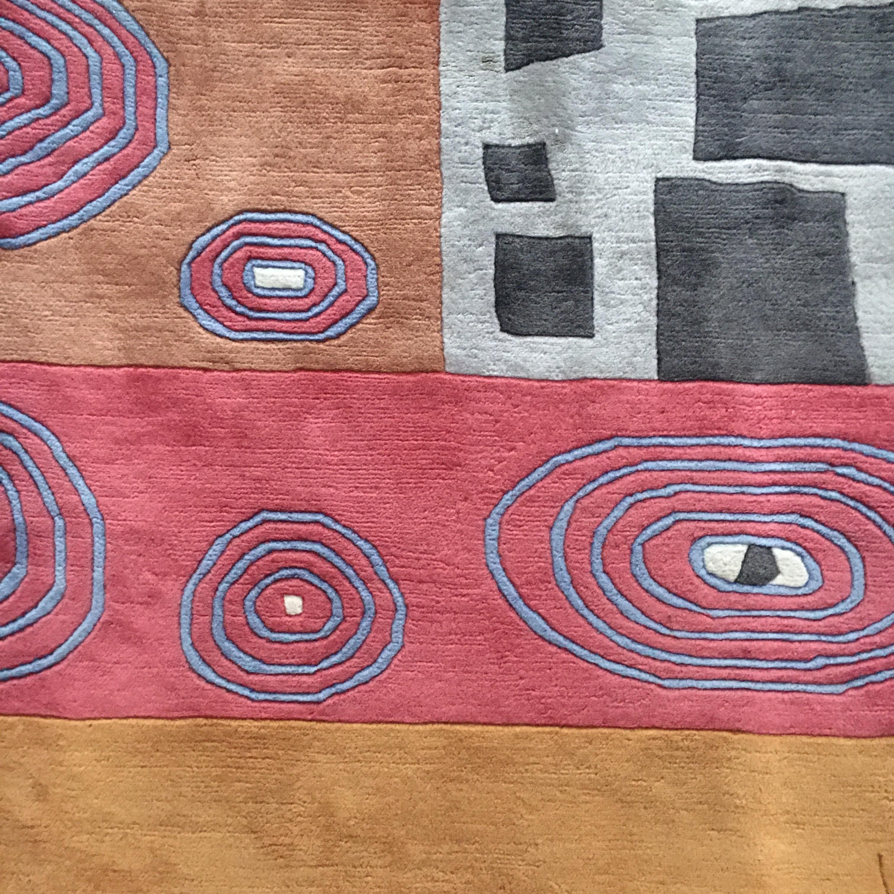 Wool Art Carpet by Makis Warlamis Hommage to Gustav Klimt, Austria, 1990s For Sale