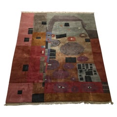 Vintage Art Carpet by Makis Warlamis Hommage to Gustav Klimt, Austria, 1990s