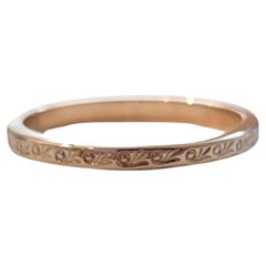 Art Carved 14K Yellow Gold Thin Wedding Band #18233