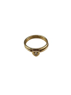 Art Carved 18K Yellow Gold Double Band Diamond Heart Ring Size 7.75 #25404