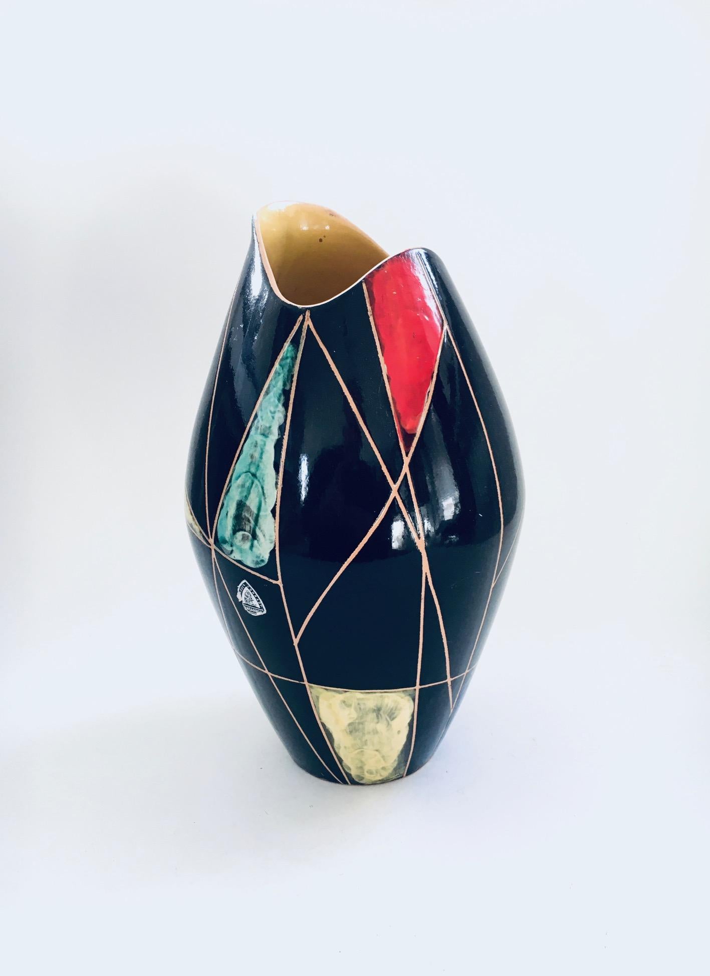 Mid-Century Modern Art Ceramic Vase KRETA 41815 by Brothers Conradt, West Germany 1960's For Sale