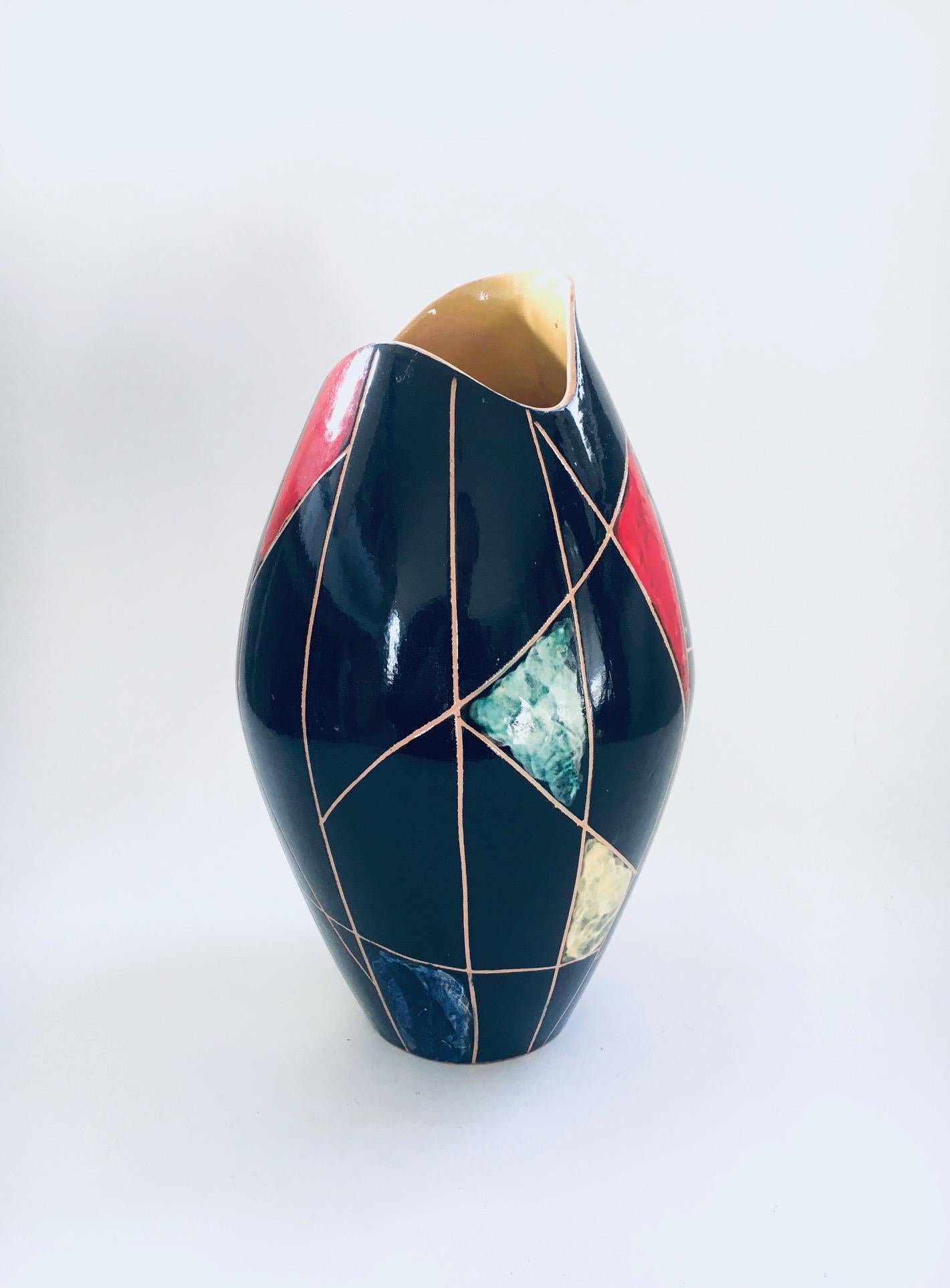 Art Ceramic Vase KRETA 41815 by Brothers Conradt, West Germany 1960's In Good Condition For Sale In Oud-Turnhout, VAN