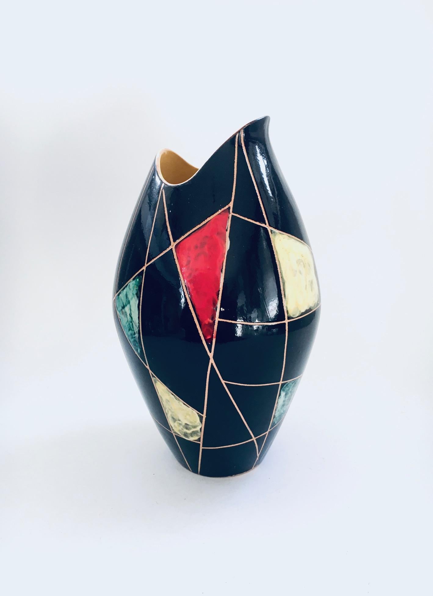 Mid-20th Century Art Ceramic Vase KRETA 41815 by Brothers Conradt, West Germany 1960's For Sale