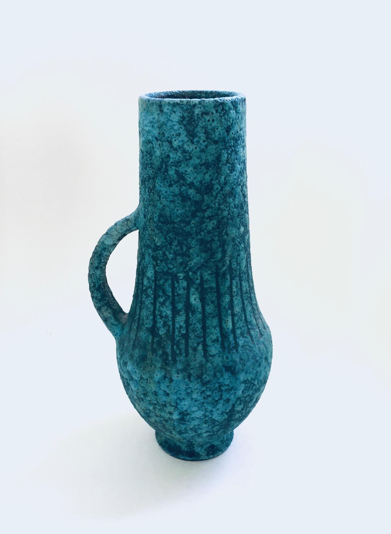 Mid-Century Modern Art Ceramics Sgraffito Handle Vase by Alvino Bagni for Raymor, Italy 1960's For Sale