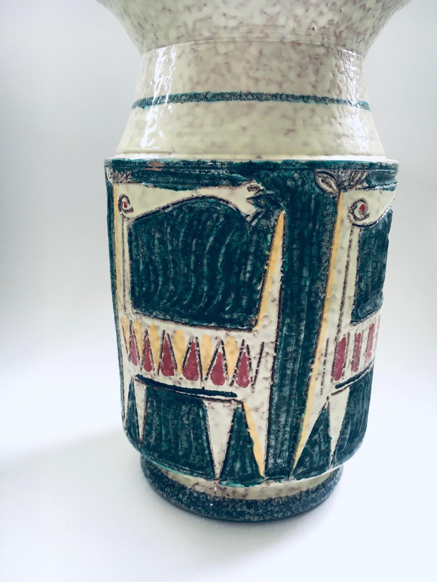 Art Ceramics Studio Etruscan Horses Vase 63/65 by Fratelli Fanciullacci For Sale 2