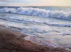 OBX I, Landscape Painting of the Outer Banks Beach with Waves Rolling In