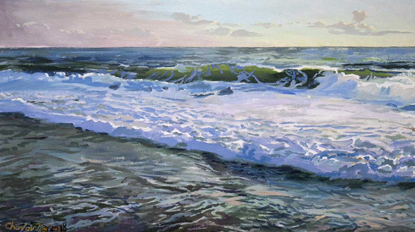 Art Chartow Landscape Painting - OBX III, Ocean Landscape from the Outer Banks, North Carolina, Oil on Panel