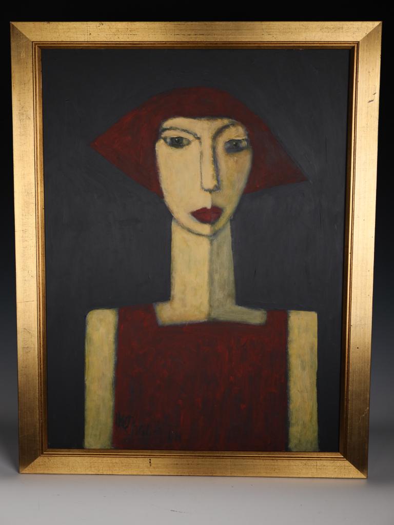 Art  Chloe — Masterful Modernist Portrait by Harry Charles Tim (Framed & Signed For Sale 8