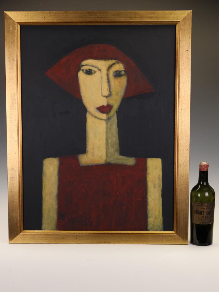 British Art  Chloe — Masterful Modernist Portrait by Harry Charles Tim (Framed & Signed For Sale