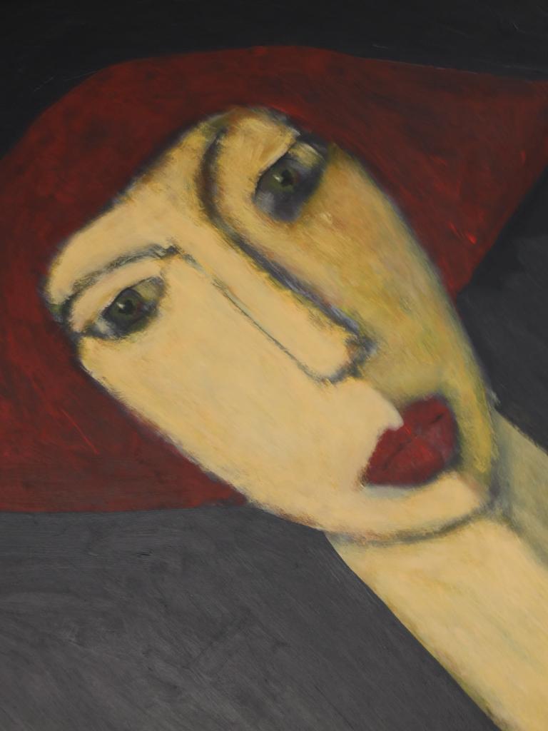 Acrylic Art  Chloe — Masterful Modernist Portrait by Harry Charles Tim (Framed & Signed For Sale