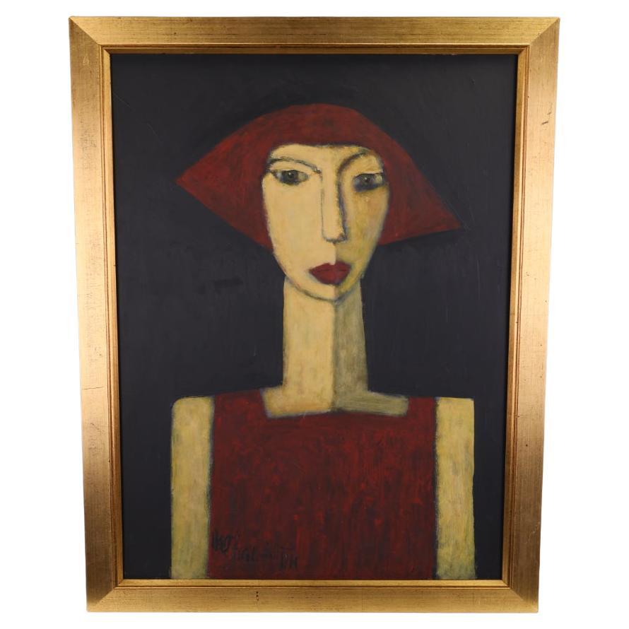 Art  Chloe — Masterful Modernist Portrait by Harry Charles Tim (Framed & Signed