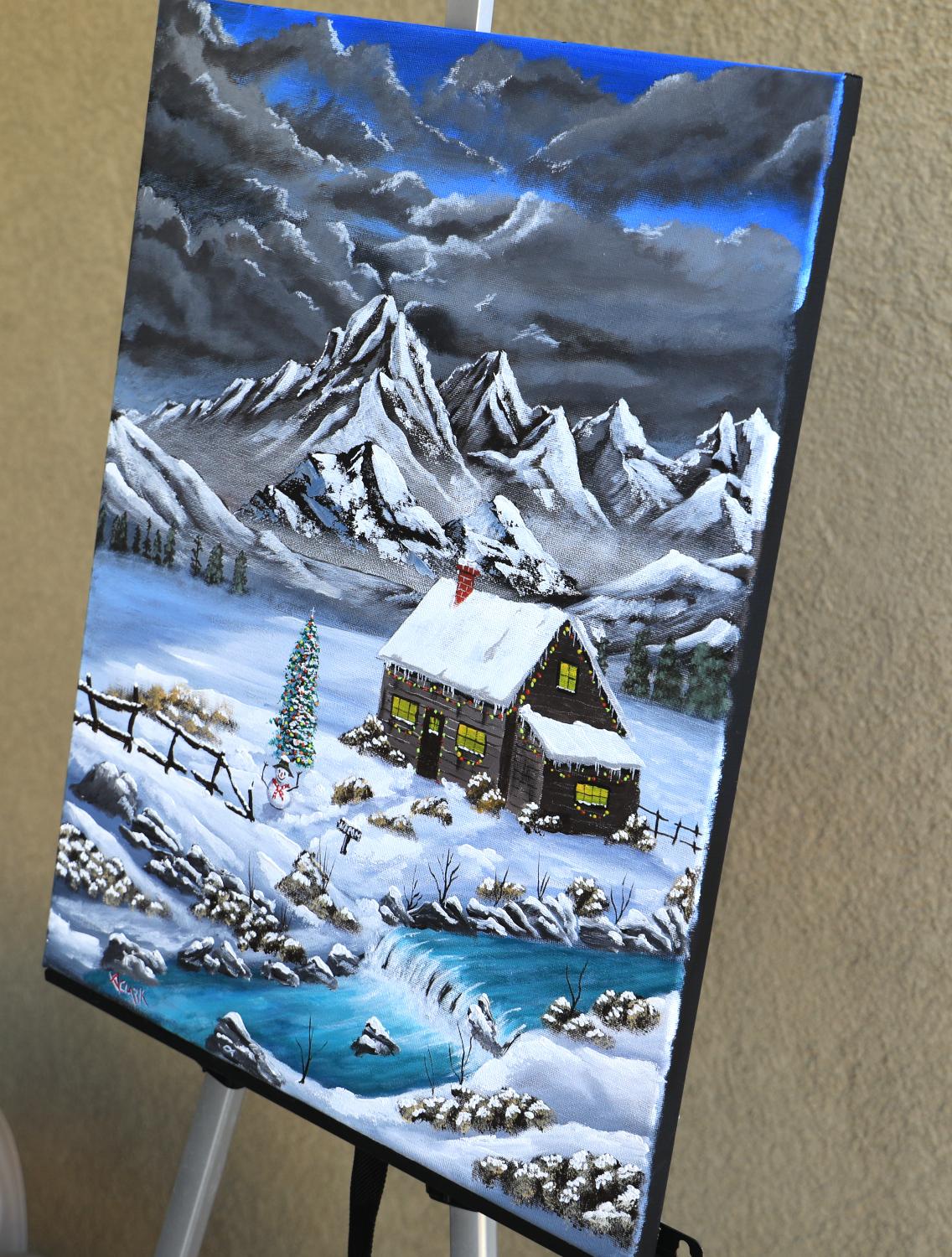 Alpenländische Weihnachten, Originalgemälde – Painting von Art Clark