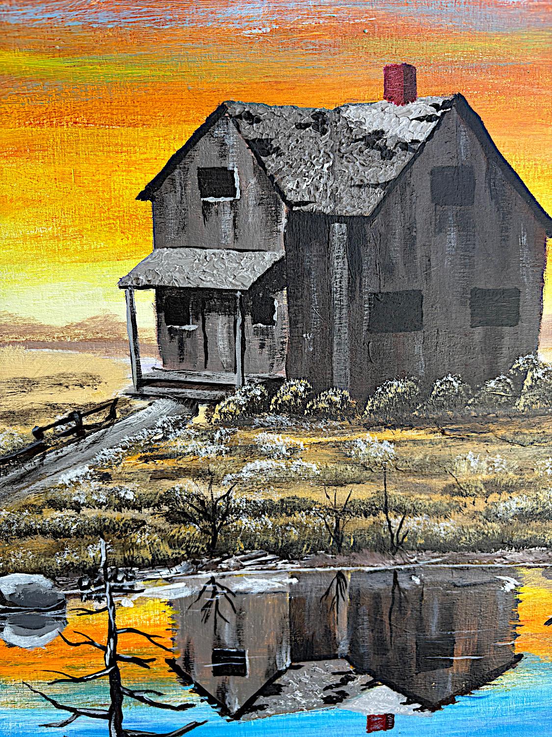 Junto a las aguas tranquilas, Pintura original - Interior Painting Gris de Art Clark