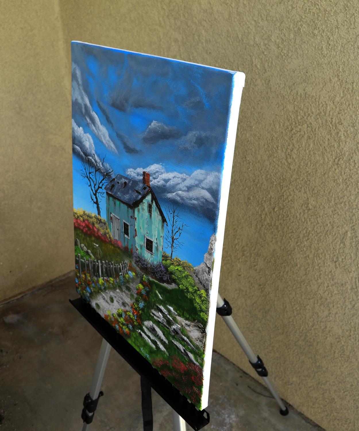 Mountain Top Splendor, Oil Painting - Blue Interior Painting by Art Clark