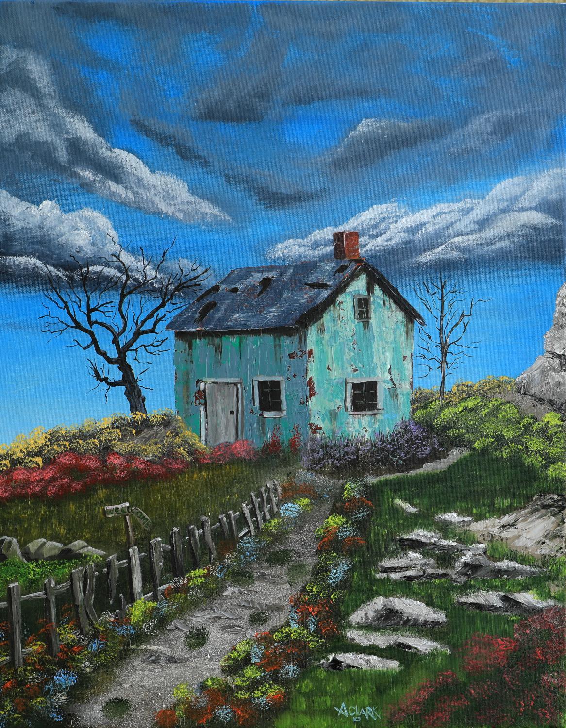 Splendore in cima alla montagna, pittura a olio