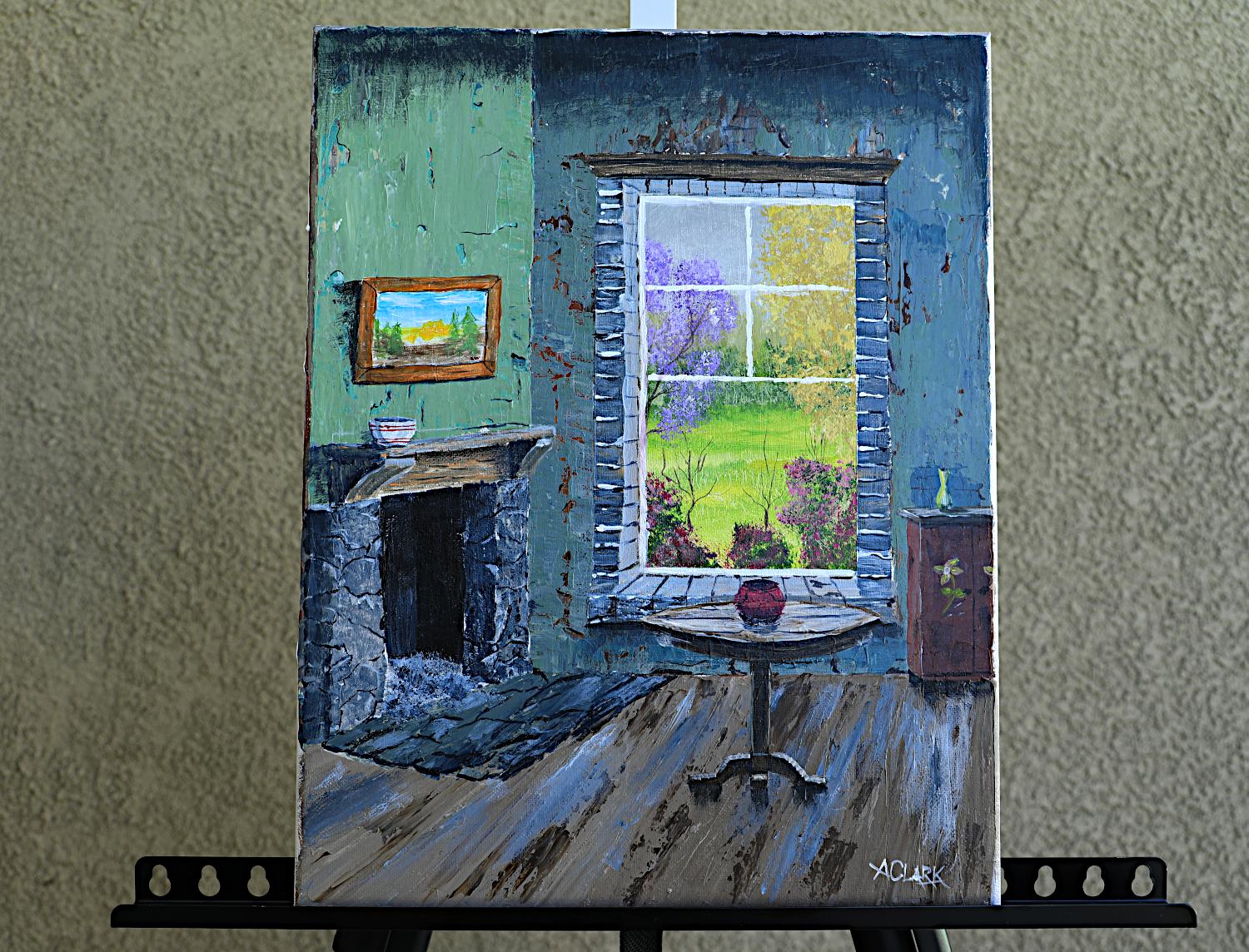 La pièce avec une vue, peinture originale - Impressionnisme Painting par Art Clark